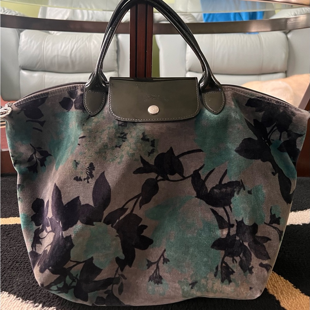 Longchamp Le Pliage Tote M Veludo Estampa Floral